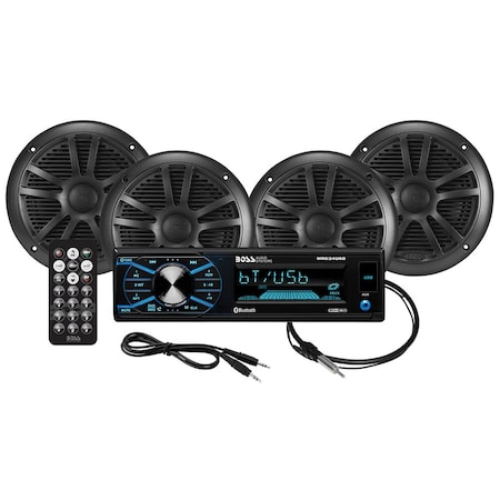 Boss Audio Kit w/MR634UAB, 4 MR6B Speakers MRANT10 Antenna MCBK634B.64